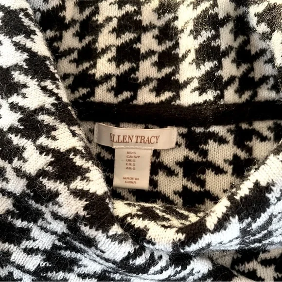 New ELLEN TRACY houndstooth soft wool blend cowl neck sweater jacket - Picture 6 of 7